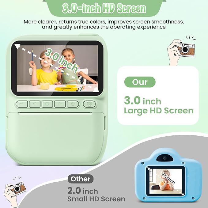 Kids Camera Instant Print, 3.0" HD 32MP 1080P Toddler Digital Camera