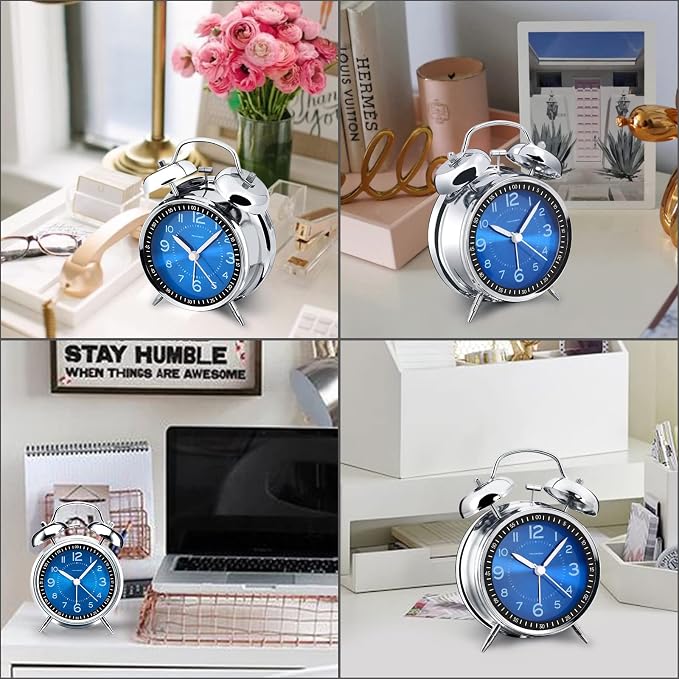 Peakeep Loud Alarm Clock for Heavy Sleepers Adults, Metal 4.5 Inches Twin Bell