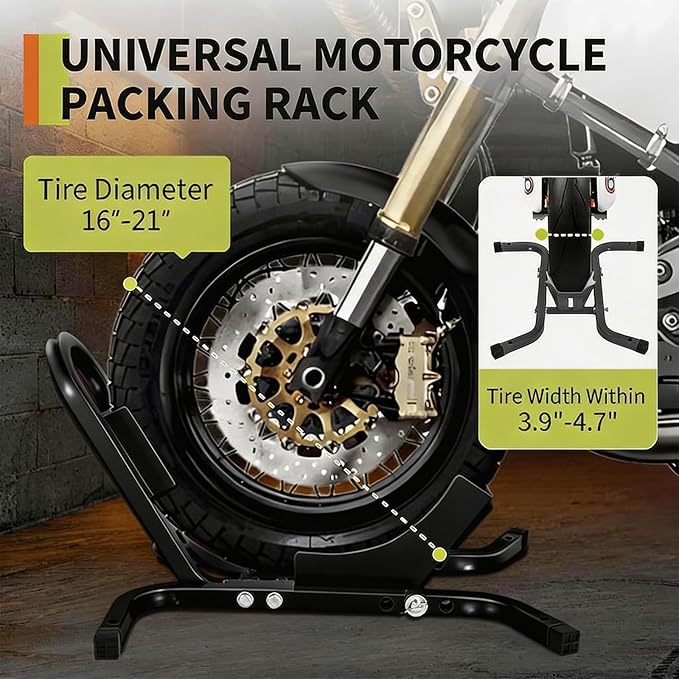 1800 Lb Capacity Heavy Duty Motorcycle Wheel Chock – Dirt Bike Wheel Chocks Adjustable 16"-21" Tire Fit for Cruisers, Dirt Bikes & ATVs, Rust-Resistant Steel Trailer & Garage Mount,Black