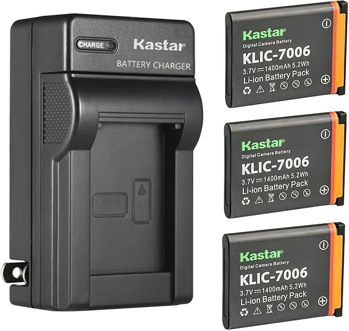 Kastar 3-Pack K7006 Battery and AC Wall Charger Replacement