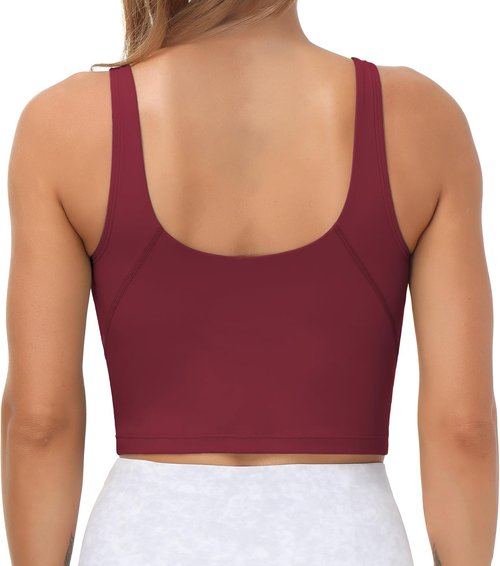 Gym People Women's Longline Sports Bra - Wirefree & Padded for Medium Support