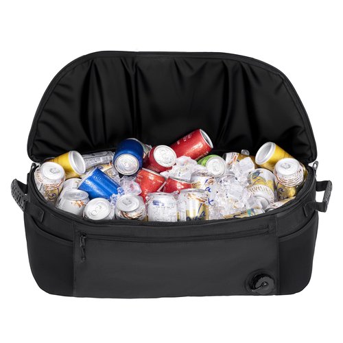 KEMIMOTO Golf Cart Cooler Bag, Fits 20-30 11oz Cans, Insulated with Drain Plug, Reflective Finish, Handy Pockets, Golf Cart Accessories Gifts for Golfers Men, Compatible with EZGO Club Car