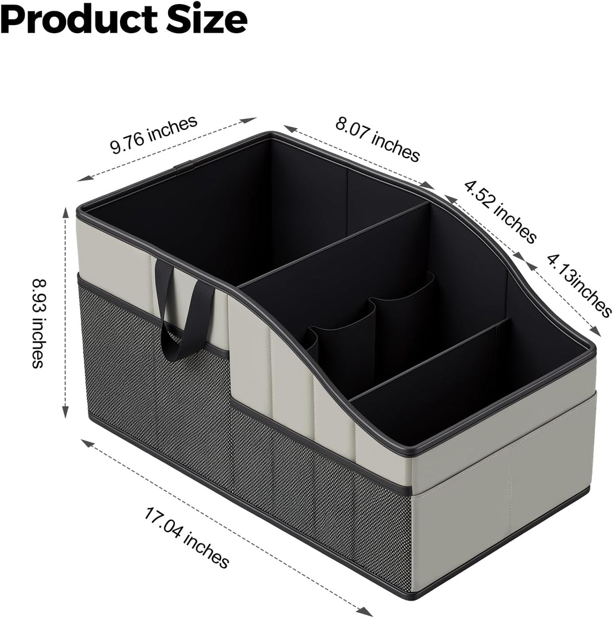 WHHMK Sturdy Leather Car Storage Support Up to 33 LB of Weight, Grey