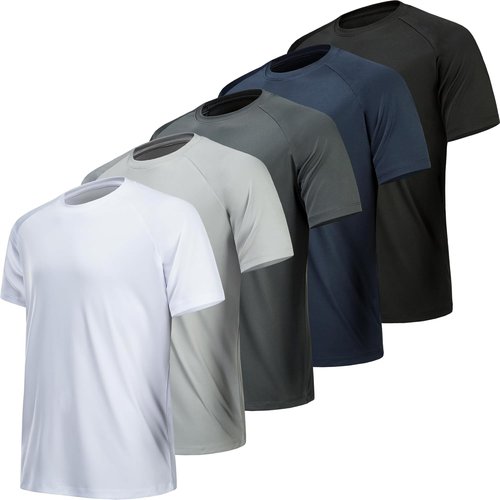MLYENX Workout Shirts for Men - Quick Dry Moisture-Wicking Athletic T-Shirts | 7 Pack Set