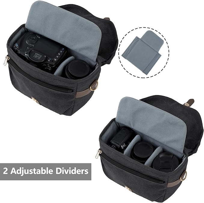 BAGSMART Camera Bag, SLR DSLR Canvas Crossbody Camera Case, Compact Camera
