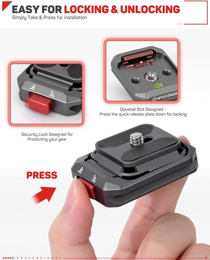 IFOOTAGE Q38 Quick Release Plate, Camera Quick Release Tripod Mount Adapter