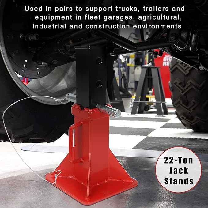 22 Ton (44,000 lbs) Heavy Duty Pin Type Car Jack Stands with Lock Adjustable Height to 19.75" Fit for Supporting Trucks, Trailers and Equipment