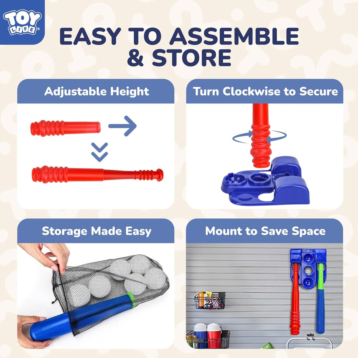 TOY Life T-Ball Set for Kids 3-8 | Toddler Baseball Tee, Bat, Glove & 6 Balls - Perfect Outdoor Gift