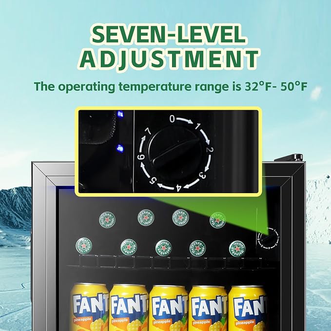 Beverage Refrigerator Cooler 1.6 Cu.Ft 60 Can Mini Small Fridge Black | Large Capacity with Glass Door, LED Light & Adjustable Shelves for Soda Beer Wine, Perfect for Home Bar Office