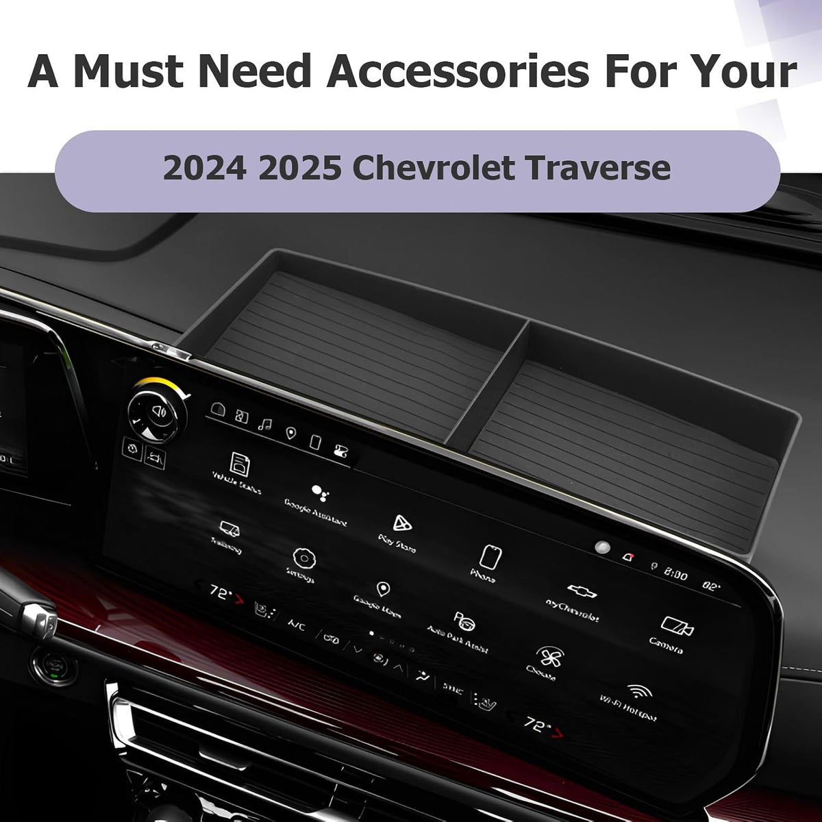 LUWU 2026 2027 Traverse Dashboard Storage Tray Compatible with 2024 2025 2026 2027 Chevrolet Traverse Accessories Behind Screen Organizer 2027 Traverse Accessories Center Console Display Box Dash Tray
