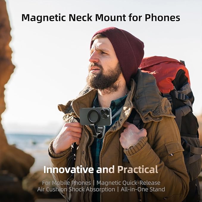 TELESIN Magnetic Neck Mount for Phones, Neck Cell Phone Holder POV/Vlog Selfie
