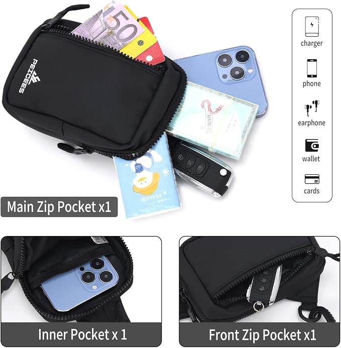 Peicees Small Crossbody Bag for Men Women Mini Sling Bag Travel Running Phone