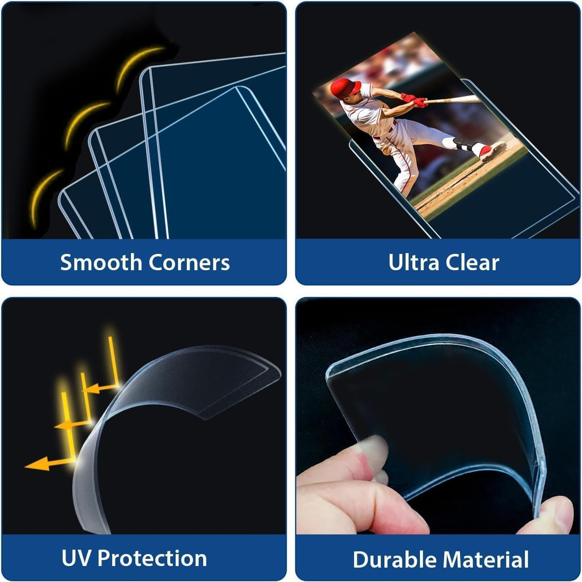 Skiennix Premium Baseball Card Sleeves - 200 Hard Plastic Protectors for Trading Cards | 3"x 4" Size