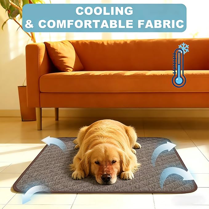 Cooling Mat for Dogs: Waterproof Pet Cooling Mat for Crate Kennel, Summer Indoor Dog Cooling Pad for Floor and Sofa, Dark Grey, Medium Dog
