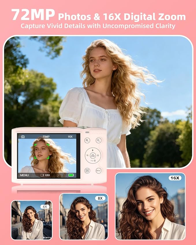 5K Digital Camera for Photography, 72MP Autofocus WiFi Vlogging Camera for