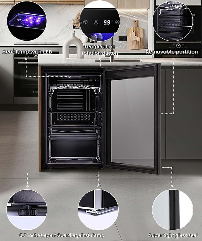 Antarctic Star 36 Bottle Wine Cooler Beverage Refrigerator Small Mini Wine Cellar Beer Soda Bar Fridge Quiet Operation Compressor Adjust Temperature Freestanding Black, 4.4 Cu. Ft | 36 Bottle Capacity, Clear Front Glass Door, for Red wine Beer Soda, Qu...