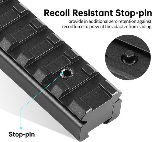 Bontok 11mm to 21mm Dovetail Picatinny Rail Scope Mount Converter - Low Profile with Locking Screws