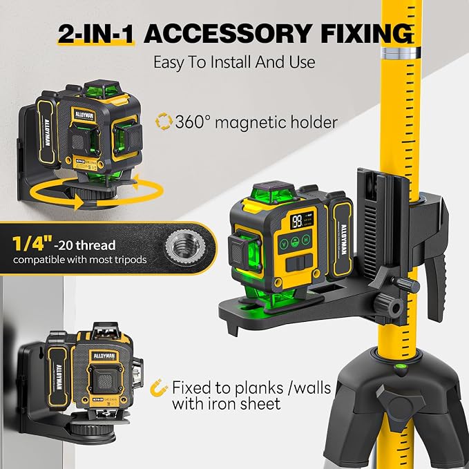 Alloyman 4x360°Self Leveling Laser Level, 12 Ft./3.7M Professional Laser Level