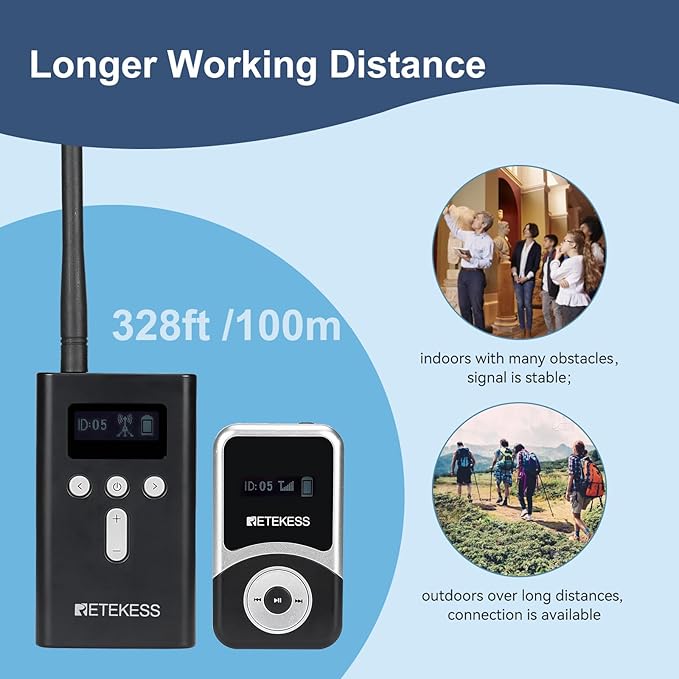 Retekess T130S Wireless Tour Guide System, Church Translation System, Wireless