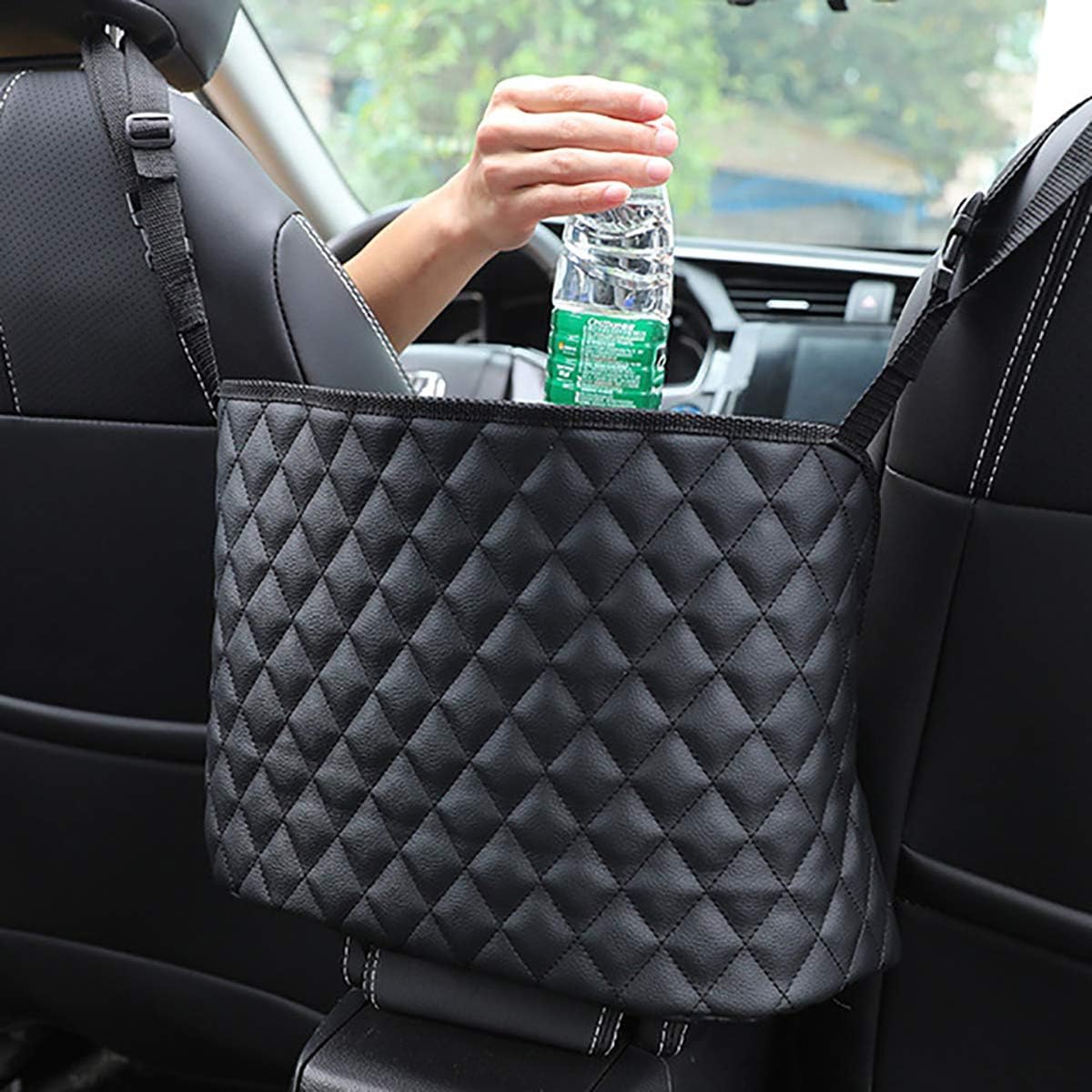 Car Handbag Holder Between Seats Back Storage Organizer Net Pocket Purse Holder Tissue Purse Holder, Driver Storage Pouch for Handbag Cup