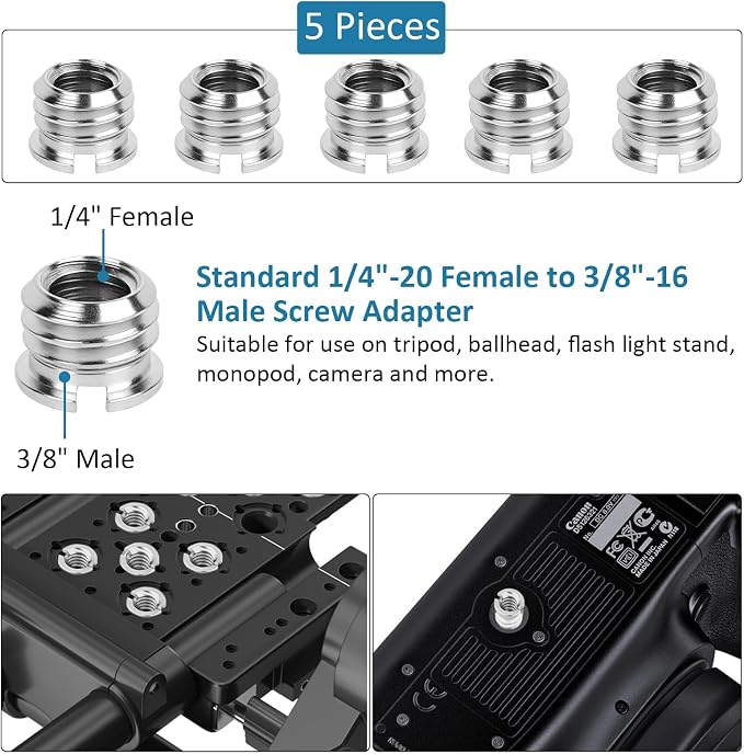 24 Pcs Camera Tripod Adapter, 1/4 to 3/8 Threaded Converter Camera Screw Mount