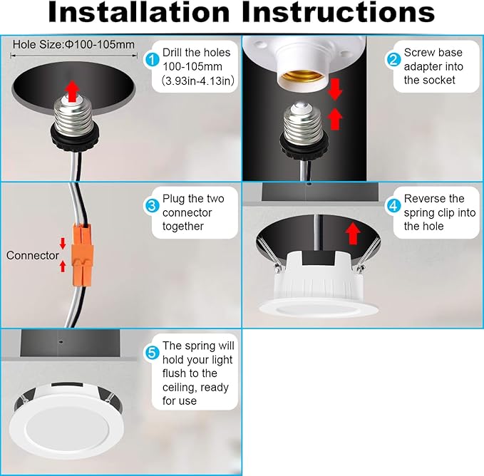 FVTLED Smart Recessed Lighting 4 Inch, Wireless Bluetooth 9W RGBWC Color Changing LED Downlight, 700LM 2700K-6500K Dimmable LED Can Lights - 1 Pack