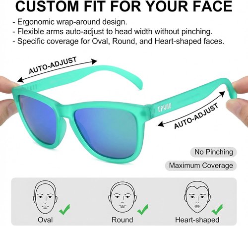 EPHIU Polarized Sports Sunglasses - No-Slip Grip for Running, Cycling & Fishing | UV400 Mirrored Lenses