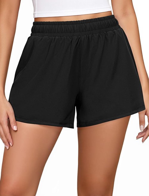 FireSwan Athletic Shorts for Women - 2 in 1 High Waisted Quick-Dry Workout Shorts with Pockets