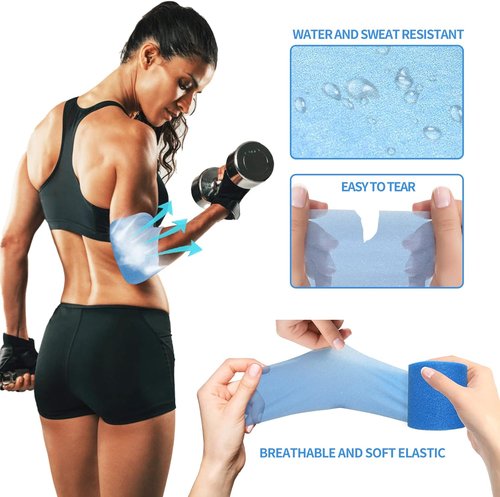 ADMITRY Pre Wrap Tape - Athletic Foam Underwrap for Sports | 3 Rolls x 22 Yards in Blue