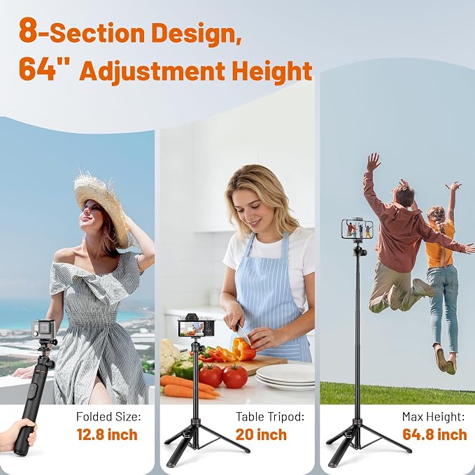 JOILCAN Tripod for iPhone & Camera, Extendable Portable Phone Tripod Stand for