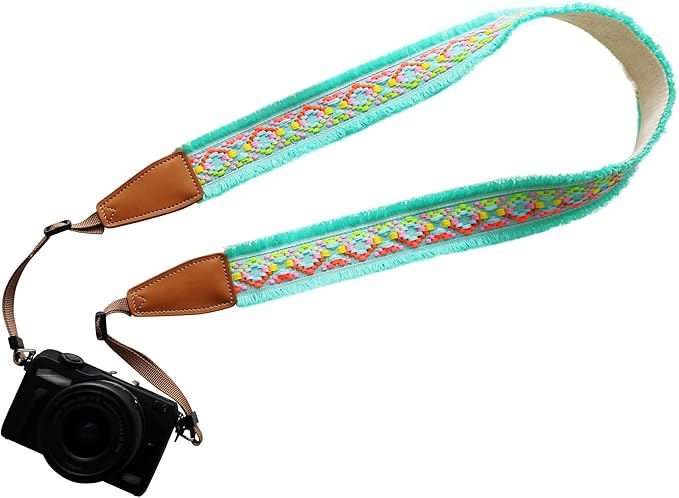 Original Design Personalized Adjustable Camera Strap Mint Green Tassel
