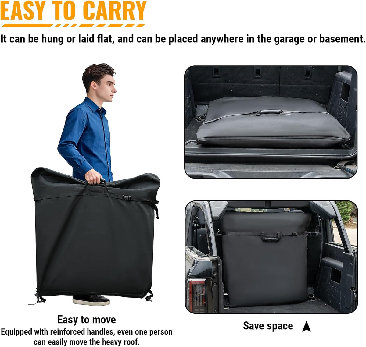 MAIKER OFF ROAD Freedom Panel Hard Top Storage Bag with Handle Compatible with Ford Bronco 2021-2025-2026 Bronco 2 & 4 Door, Heavy Duty 600D Oxford Fabric Car Top Panel Protector Bag