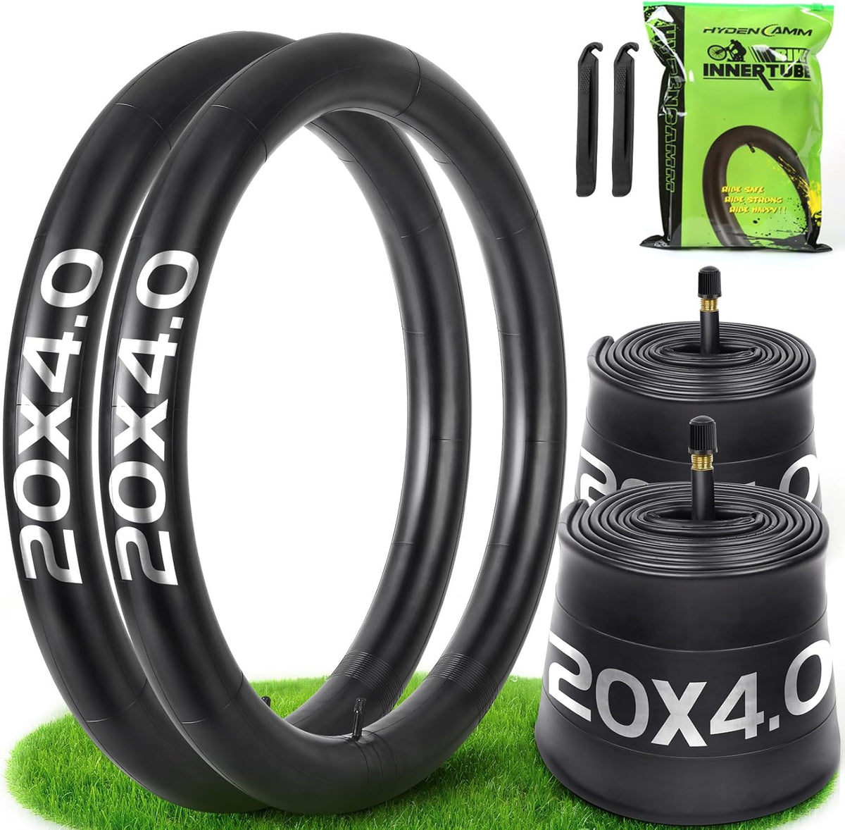 Skiennix Fat Tire Tube - 20"/26" E-Bike Bicycle Tubes with AV 32mm Schrader Valve | Includes 2 Tire Levers