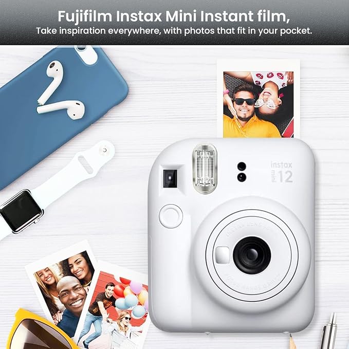 Fujifilm Instant Mini 12 Camera + Accessory Bundle & Custom Case + Fuji Instant