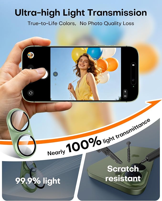 TAURI 2 Pack for iPhone 17 Camera Lens Protector, Full Coverage Military-Grade