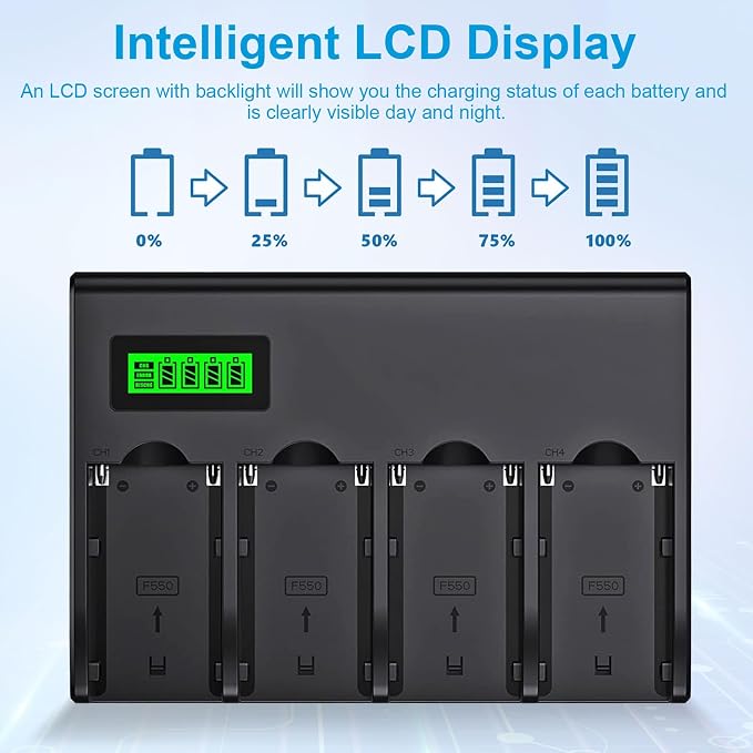 4&6 Pack NP-F970 Batteries 8900mAh and 4/6-Channel Charger Compatible