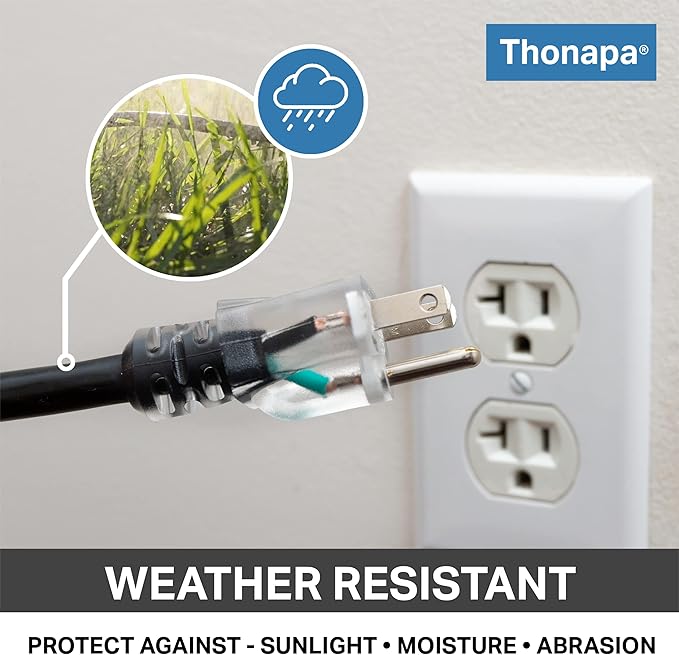 Thonapa 12/3 Black Oil Resistant Extension Cord 100 ft, SJTOW 12 Gauge Heavy Duty Extension Cord with 3 Prong, Black Electrical Cable Great for Farm, Ranch, Workshop - 15 AMP, US Veteran Owned Brand