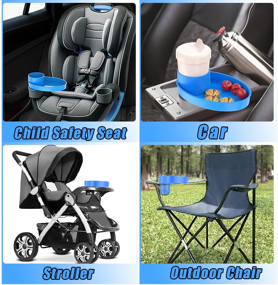 Car Seat Snack Tray Cup Holder 2.5-2.8in Travel Table Road Trip
