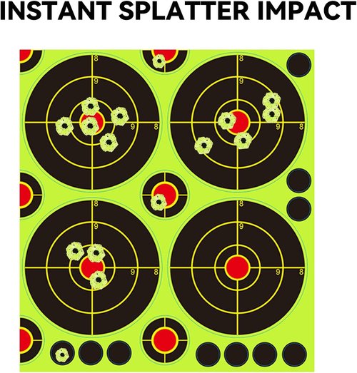 GearOZ Bullseye Splatter Target Stickers - 90-225 PCS Adhesive Shooting Targets for BB & Airsoft | Yellow Impact