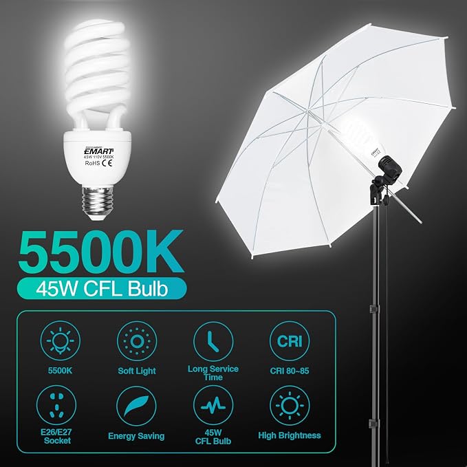 EMART 6.5x10ft Backdrop Support System, Professional Photography Lighting Kit