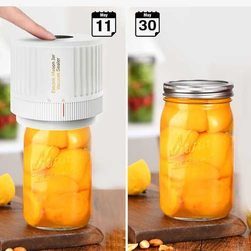 LOVE MOMENT Electric Mason Jar Vacuum Sealer Kit - Ideal for Wide & Regular Mouth Jars - White