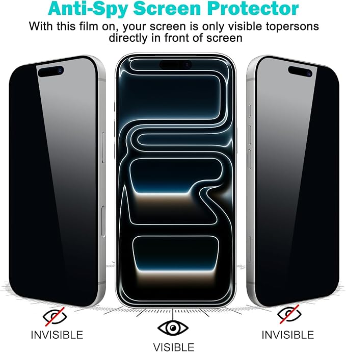 PEHAEL 3+3 Pack for iPhone 17 Pro Privacy Screen Protector