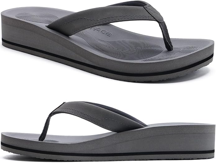 COFACE Flip Flops for Women With Comfortable Arch Support Ladies Fashion Platform Thong Sandals Soft Yoga Mat Sole For Beach/Indoor Outdoor