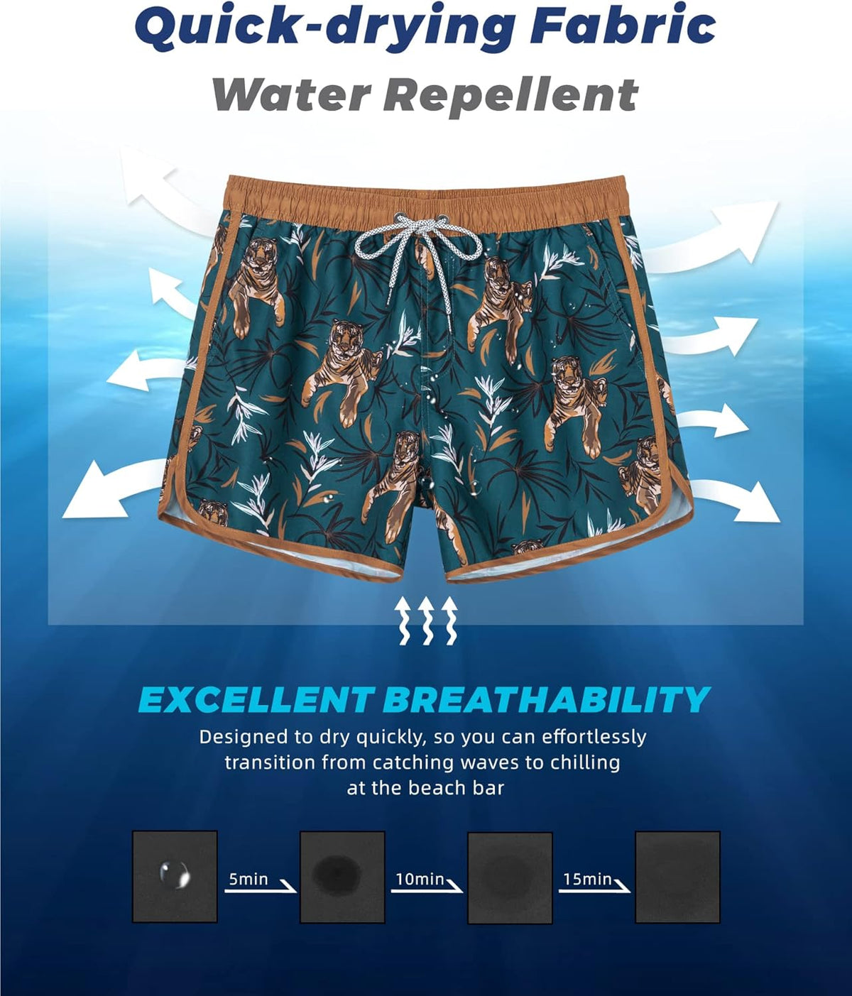 Surf Cuz Men's Swim Trunks - Vintage 80s/90s Retro Bathing Suits with Mesh Lining | Comfortable Fit