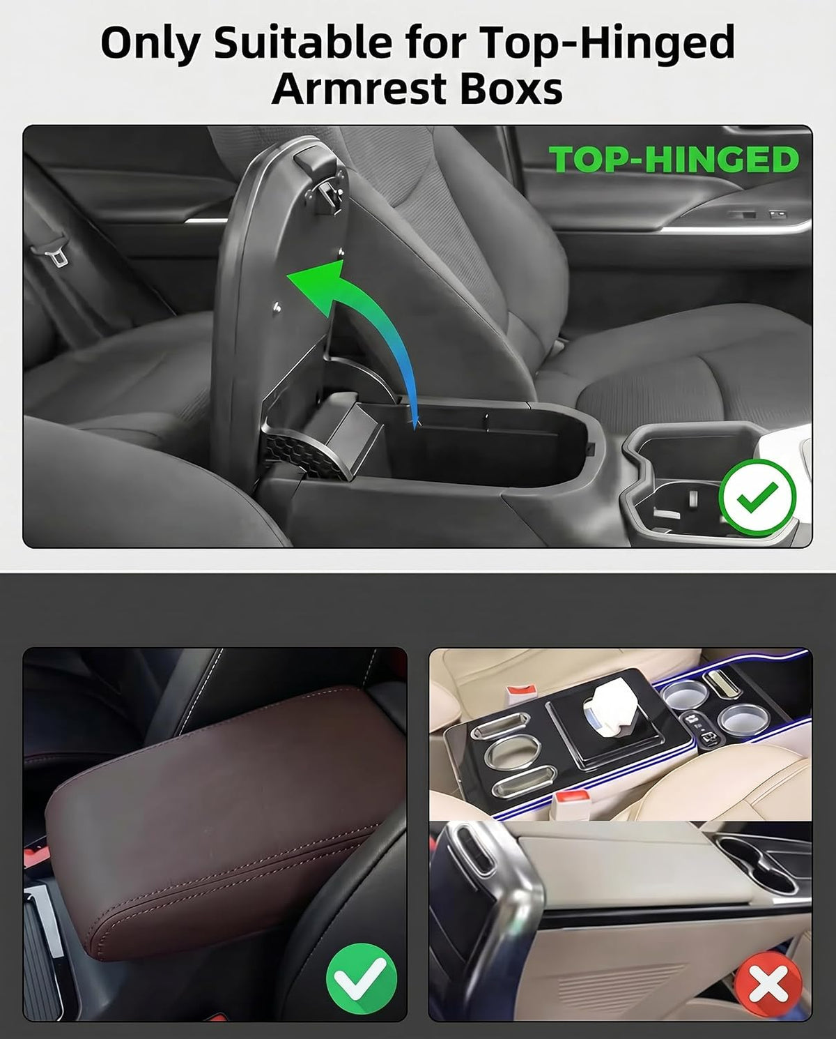5-in-1 Car Center Console Cover Armrest Cushion with Cup Holder