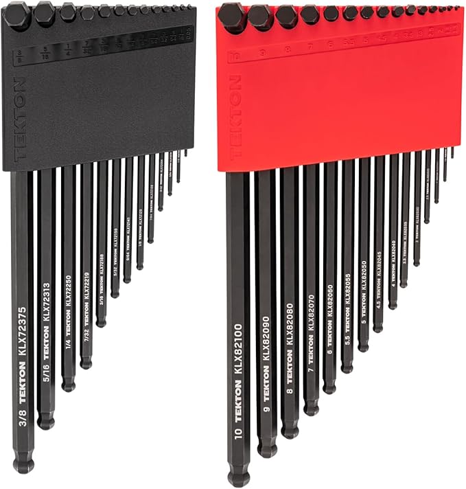 TEKTON Ball End Hex L-Key Set with Holders, 28-Piece (0.050-3/8 in., 1.3-10 mm) | KLX91302