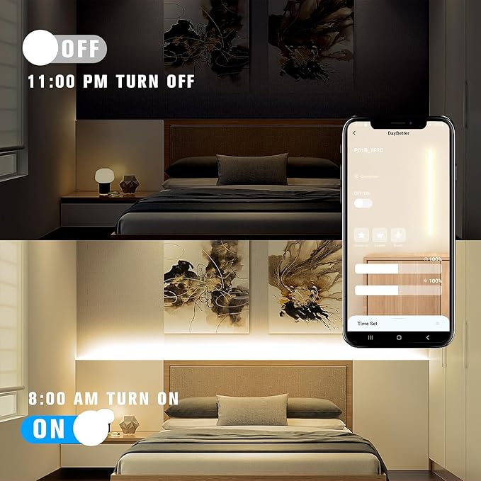 DAYBETTER COB LED Strip Lights, 16.4 ft/5m 1600 LEDs Bright Natural White LED Light Strips with Remote and App, 4000K Dimmable LED Tape Lights, Indoor COB LED Lights for Bedroom, Room Decor