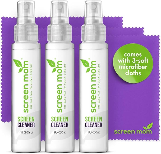 Screen Cleaner Spray and Microfiber Cloths 3-Pack by Screen Mom-Screen Cleaner
