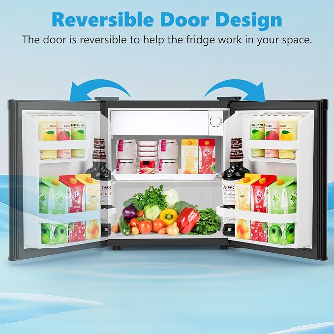 Antarctic Star Mini Fridge with Freezer, Rated 1.6 cu.ft, Small Upright Refrigerator with Removable Shelves, 7 Adjustable Thermostat, Low Noise for Bedroom/Apartment/Office,