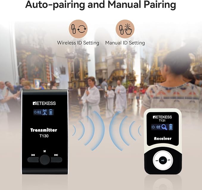 Retekess T130 Wireless Tour Guide Audio System, Church Translation Equipment
